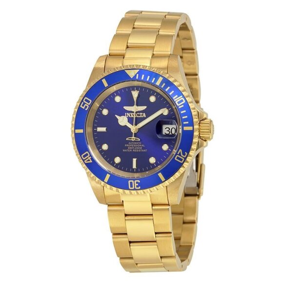 NWT Authentic Invicta Pro Diver Automatic Blue Dial Yellow Gold-plated Men's Wat - Picture 1 of 3